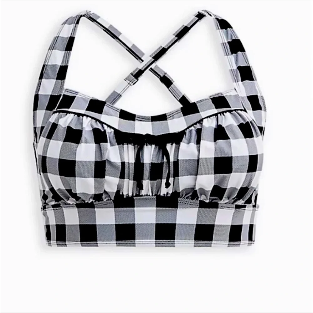Torrid 2 RUCHED RETRO CHIC BIKINI TOP - GINGHAM - Picture 5 of 5